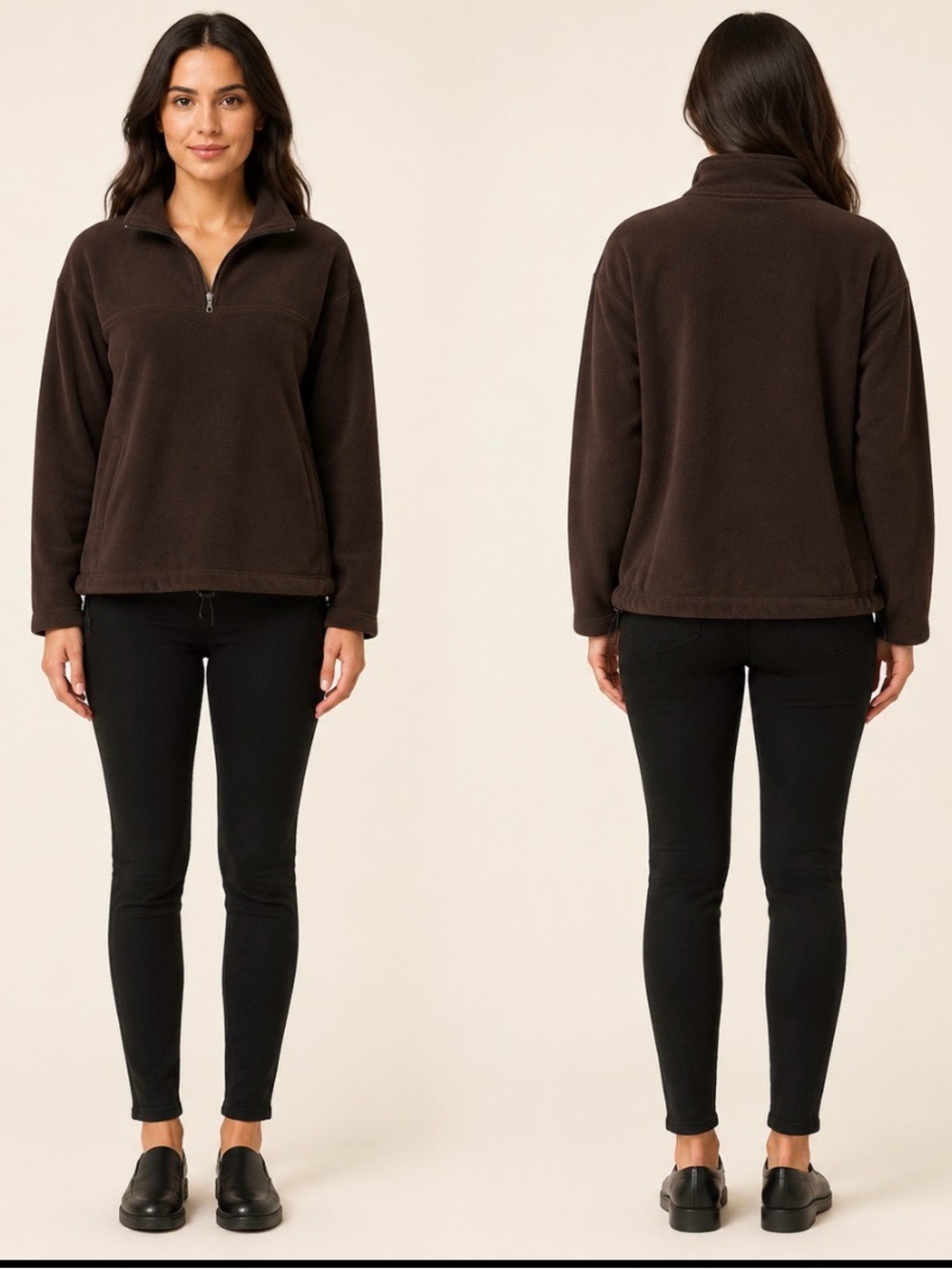 croft & barrow Dark Brown Half‑Zip Fleece Pullover
